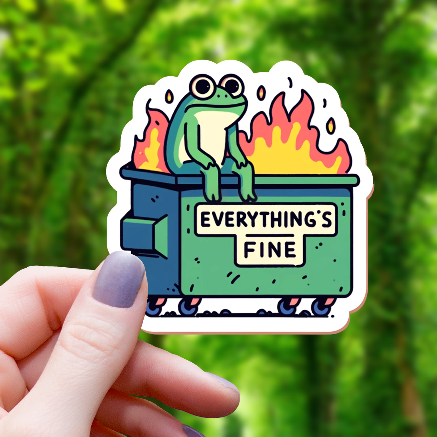 Mimic Gaming Co - Everythings Fine Frog on Dumpster Sticker - 3"