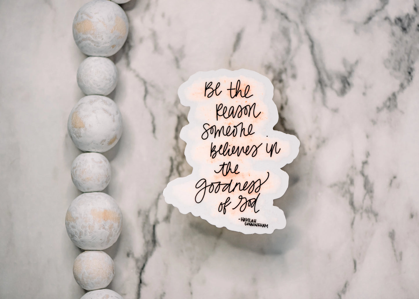 Goodness of God clear vinyl sticker – hand-lettered Christian design, waterproof and repositionable, perfect for laptops, journals, and water bottles, crafted by Graceful Garden Studio