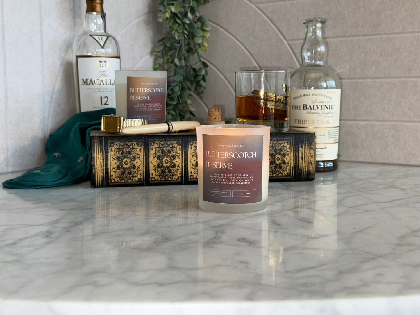 Butterscotch Reserve candle – rich coconut soy blend with warm, sweet aroma, crafted by Graceful Garden Studio