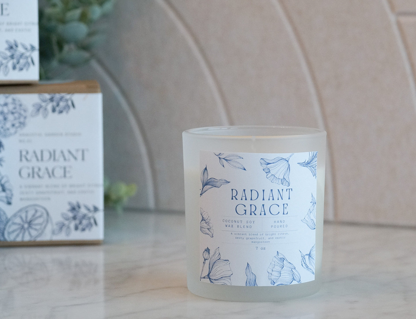 Radiant Grace candle – hand-poured coconut soy blend with uplifting floral notes by Graceful Garden Studio