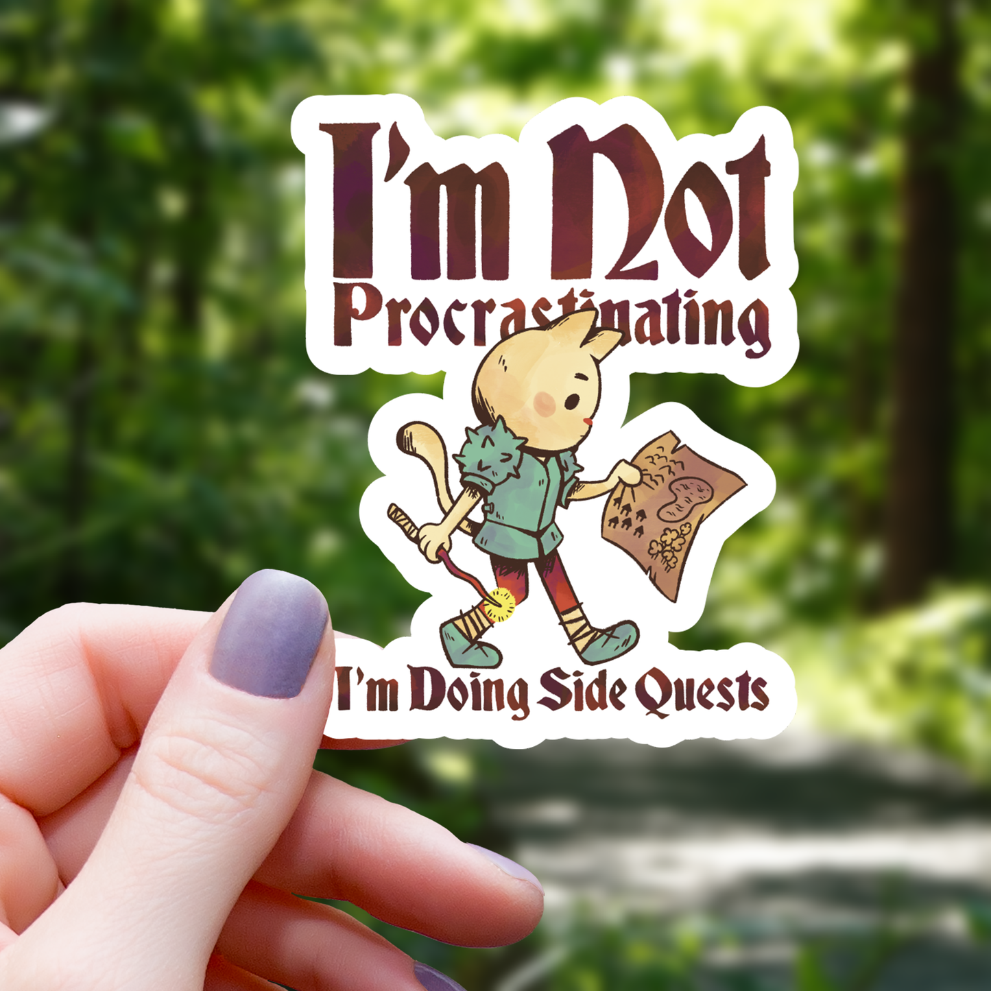 Mimic Gaming Co - Cat Doing Side Quests Funny Sticker - 3"