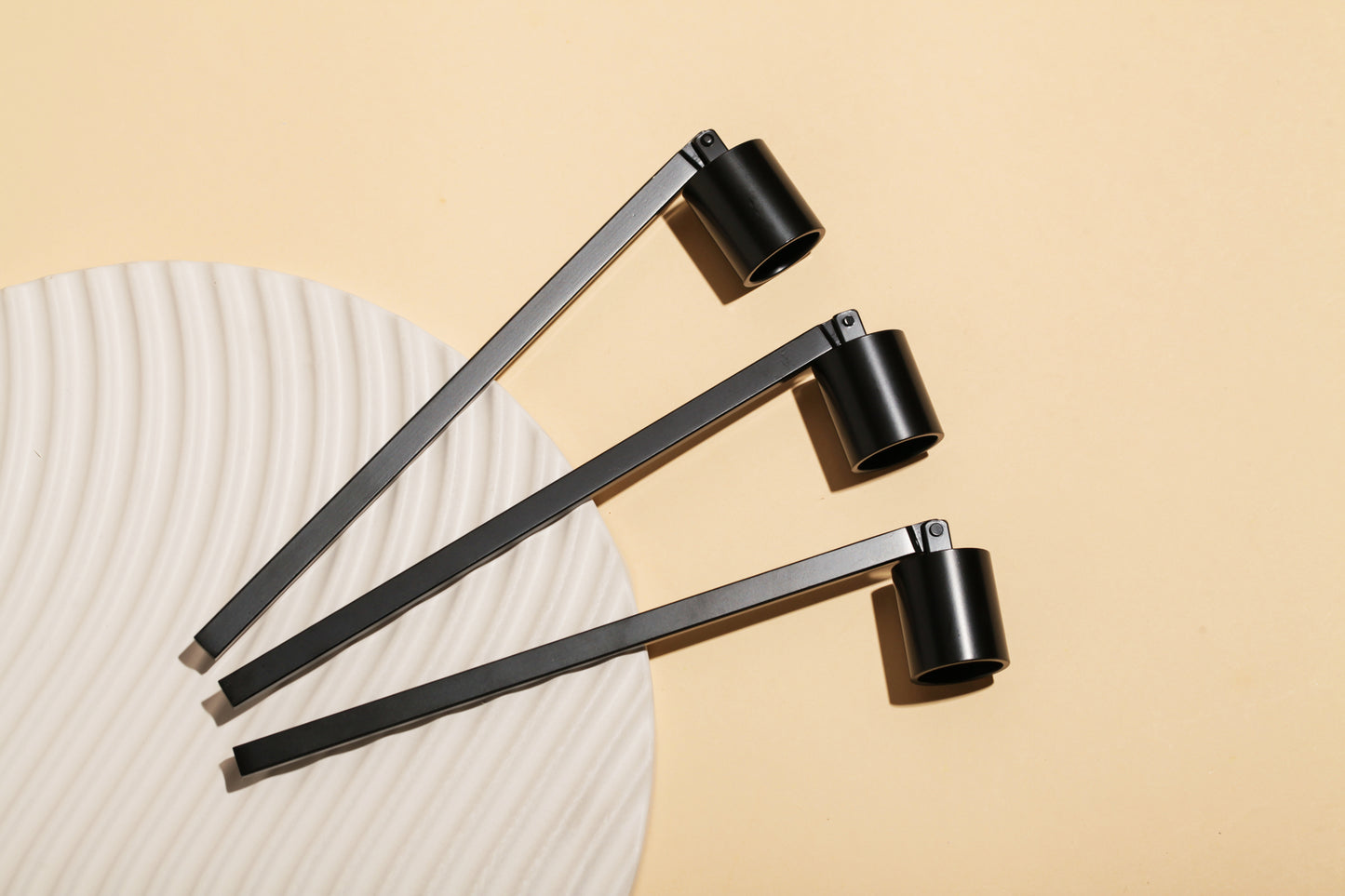 Candle snuffer in gold, black, or rose gold – stainless steel tool for safely extinguishing candles, handcrafted by Graceful Garden Studio